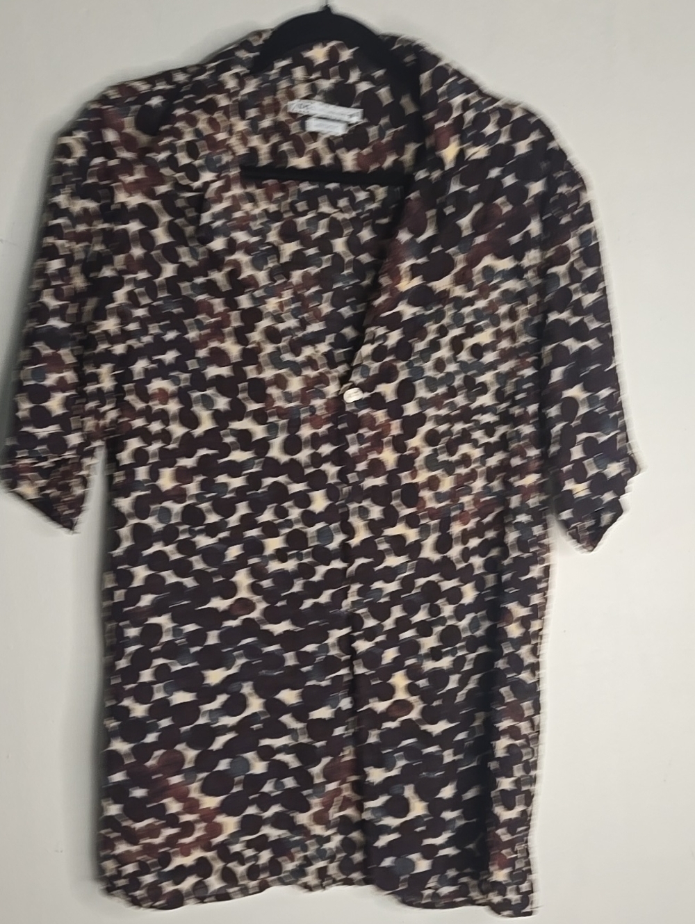 Zara Woven Animal-Print Button Front in Black & Cream